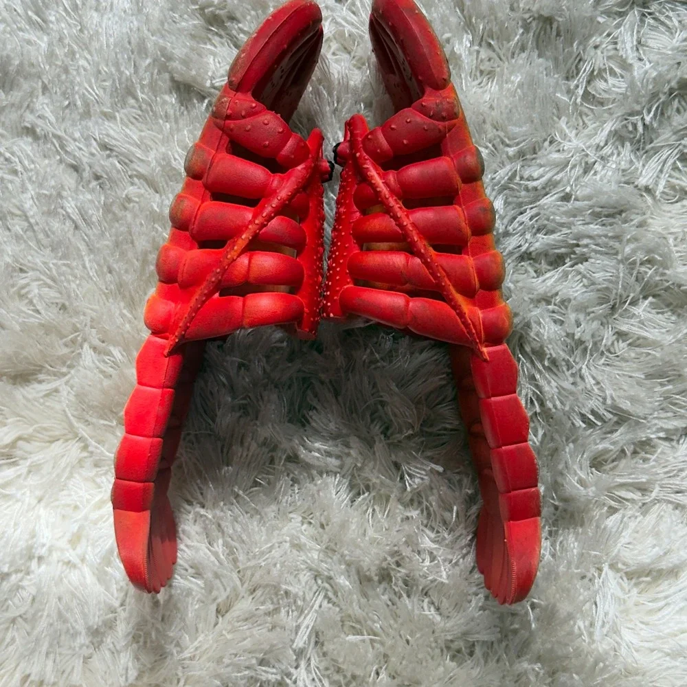 Vintage Lobster Slides Novelty Red Rubber Beach Sandals Mens 10 11 Made HongKong